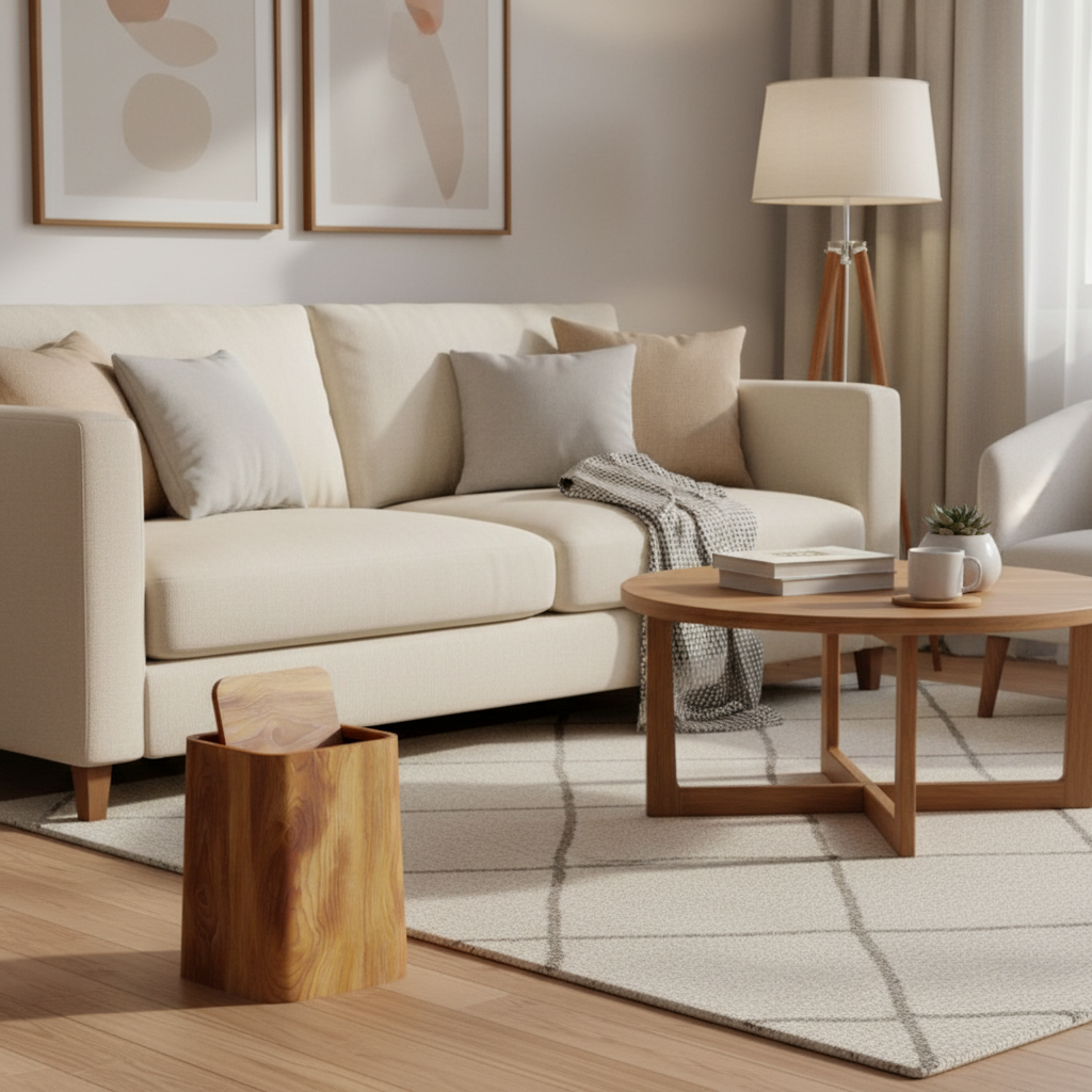 Poubelle deco effet bois Casa Media | Poubellisima Bois mixte / 29.5x23cm