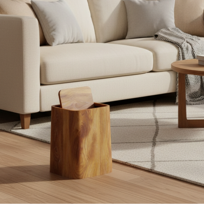 Poubelle deco effet bois Casa Media | Poubellisima Bois mixte / 29.5x23cm