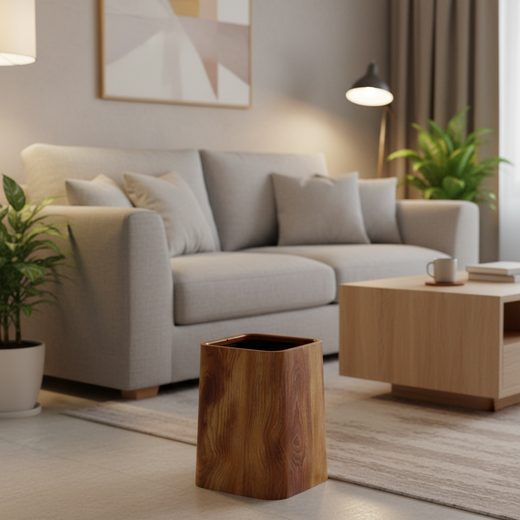 Poubelle deco effet bois Domestica Media | Poubellisima Bois mixte / 29.5x23cm