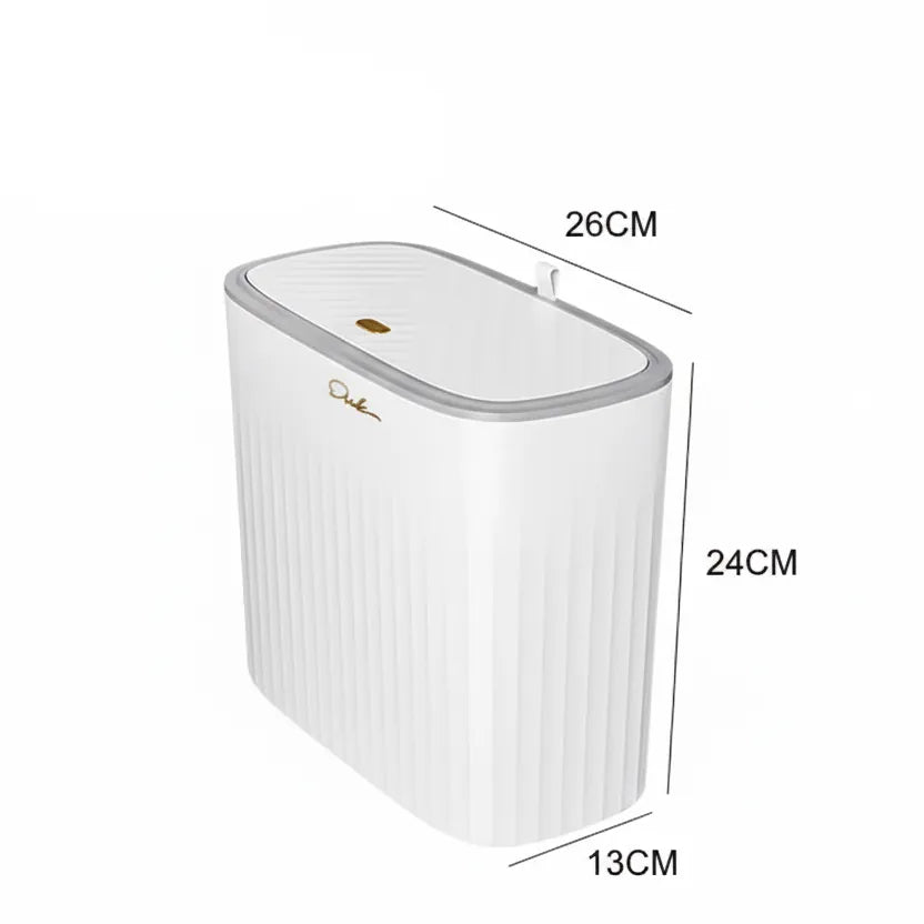 Poubelle salle de bain avec couvercle <br> Selin Blanc