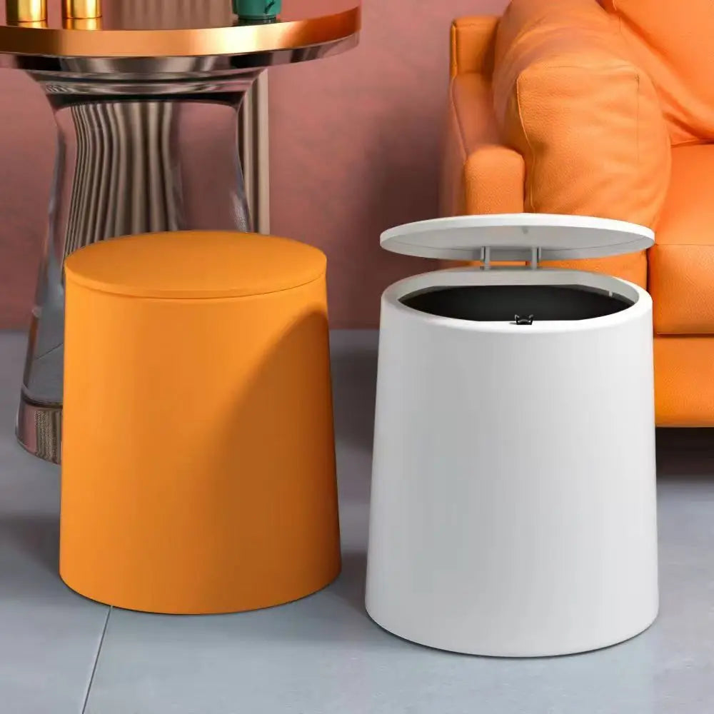 7L Nordic Luxury Living Room Trash Can with Press Type Elastic Cover Odor Proof Kitchen Bedroom Toilet Bathroom Waste Storage Bin