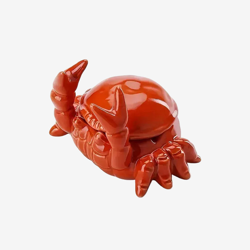 A charming crab ceramic ashtray with lid, home and office decoration tea pet, unique irregular shape, no need for electricity. crab