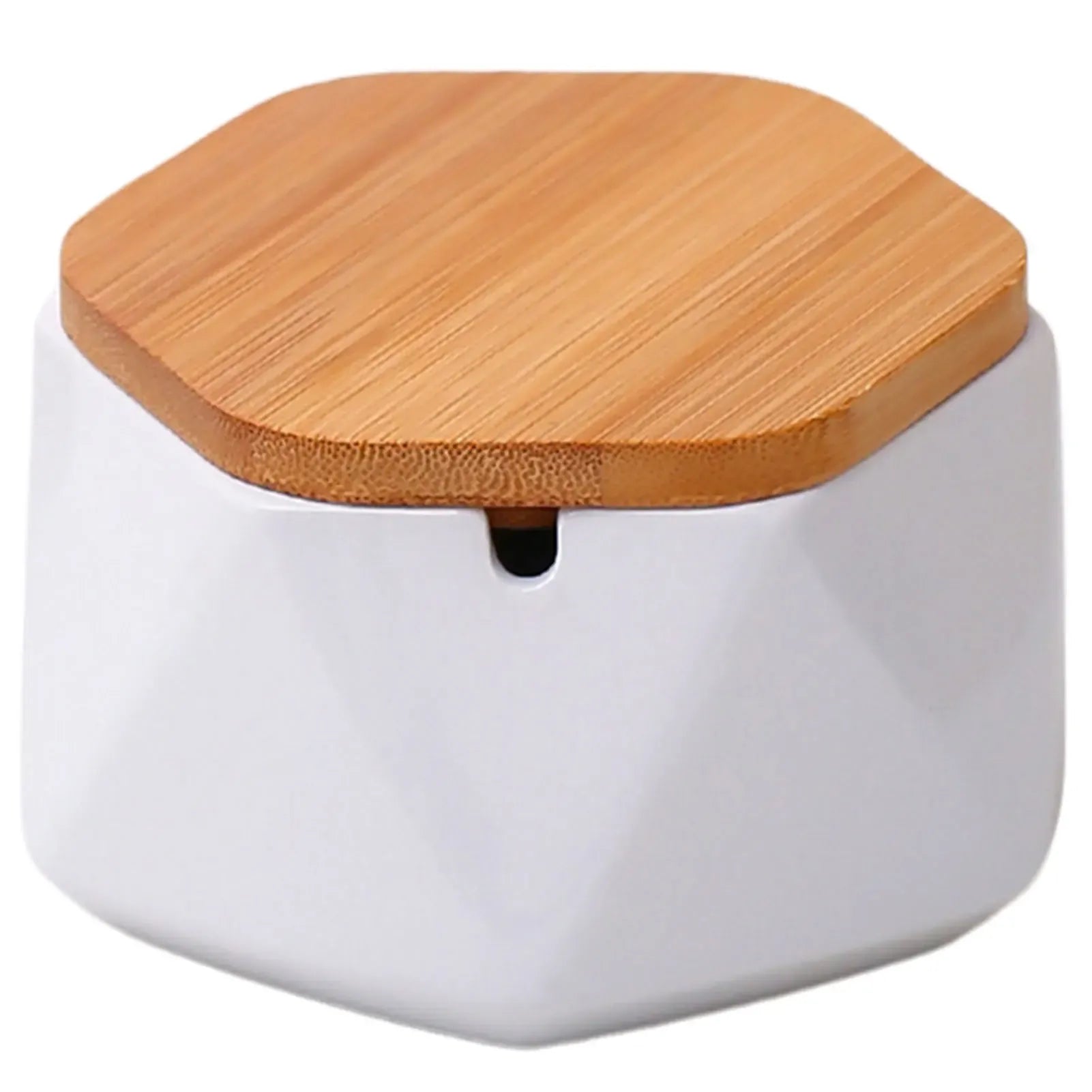 Cendrier design avec couvercle bambou Léna | Poubellissima Blanc