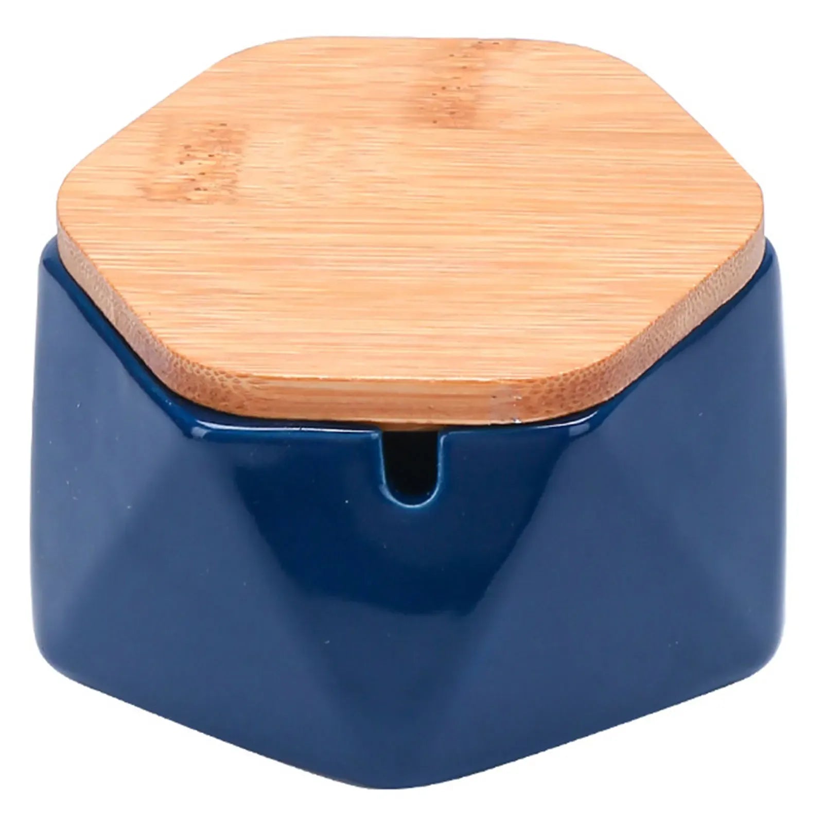 Cendrier design avec couvercle bambou Léna | Poubellissima Bleu