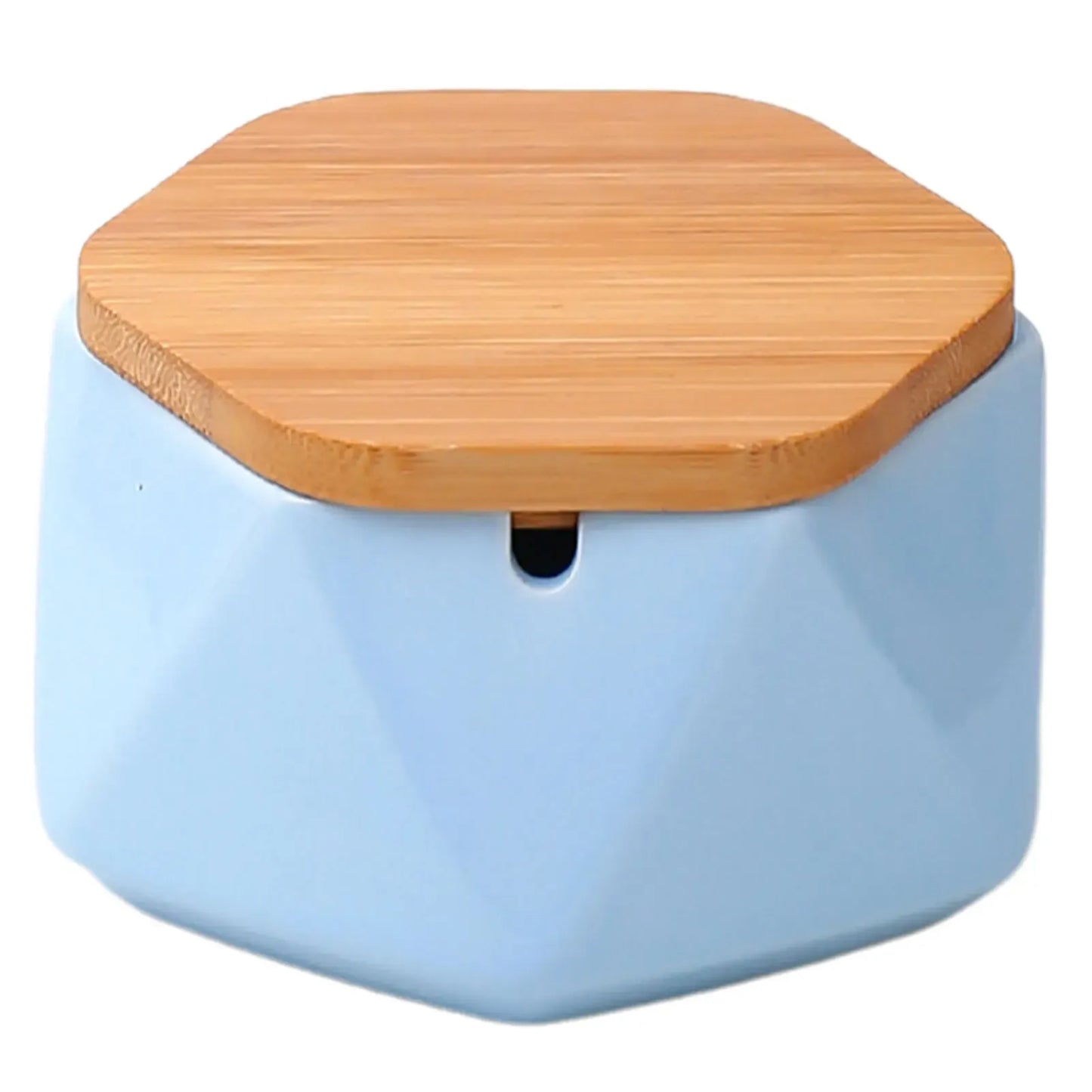 Cendrier design avec couvercle bambou Léna | Poubellissima Bleu Ciel