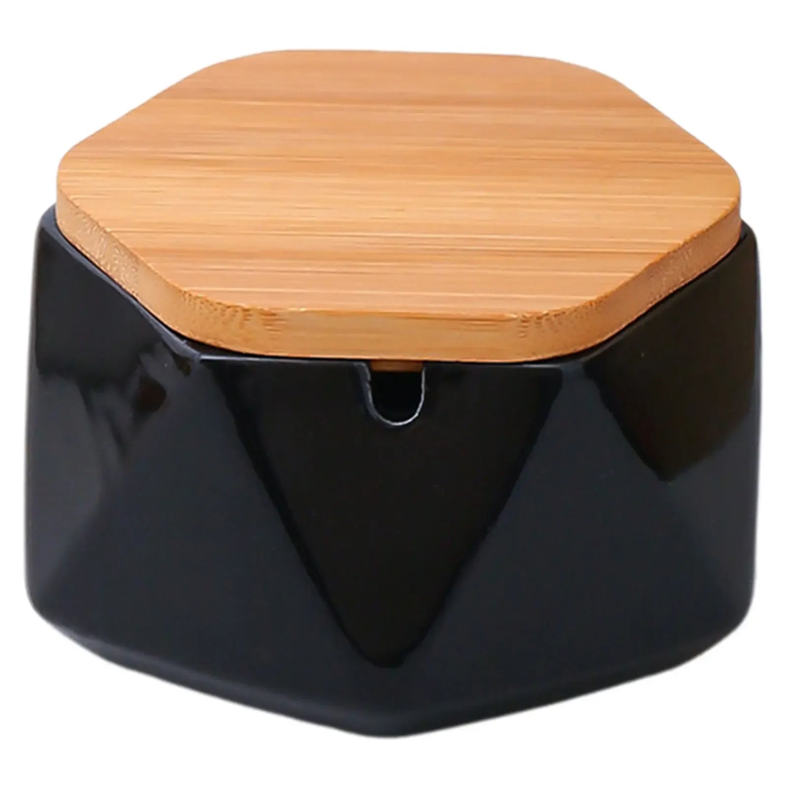 Cendrier design avec couvercle bambou Léna | Poubellissima Noir