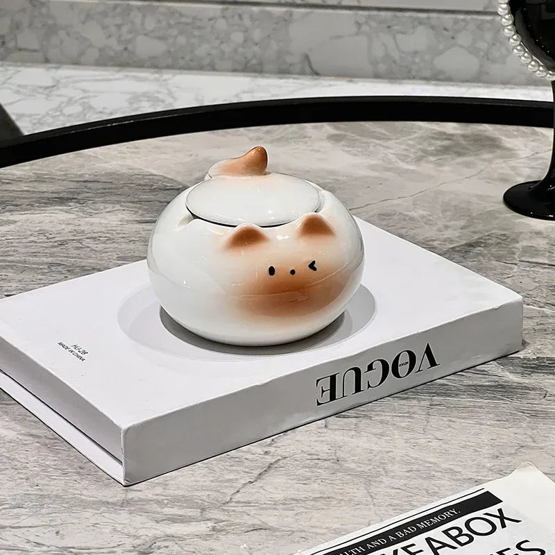 Cendrier original céramique <br> Chat With cover