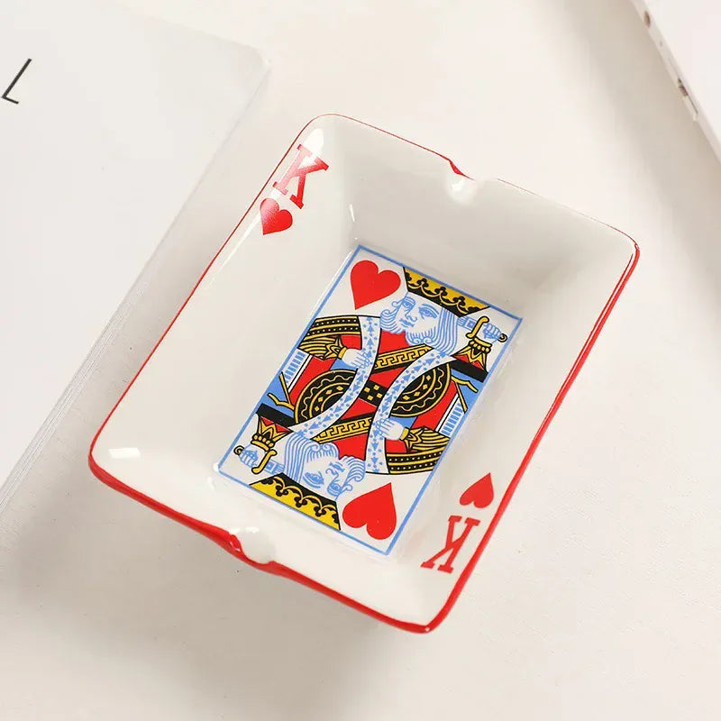 Creative Ceramic Ashtray for Home Office Poker Porcelain Ash Tray Smoking Accessories Living Room Ornament Man Gift A