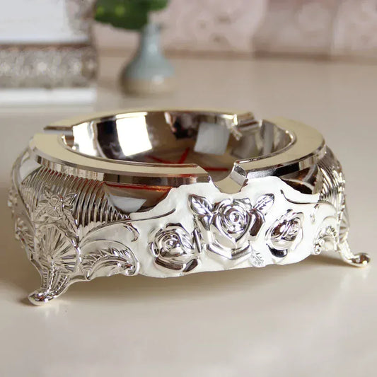 European Metal Ashtray Ornaments High-end Give Gifts Gold Silver Living Room Tea Table Hotel Ashtrays Desktop Ornaments A3 --19x7cm