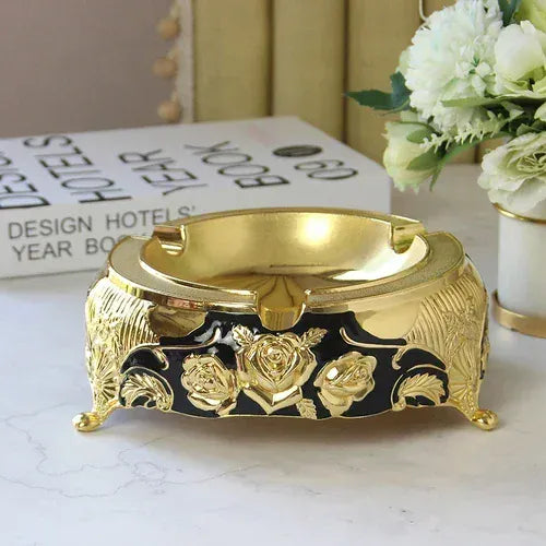 European Metal Ashtray Ornaments High-end Give Gifts Gold Silver Living Room Tea Table Hotel Ashtrays Desktop Ornaments C2 --19x7cm