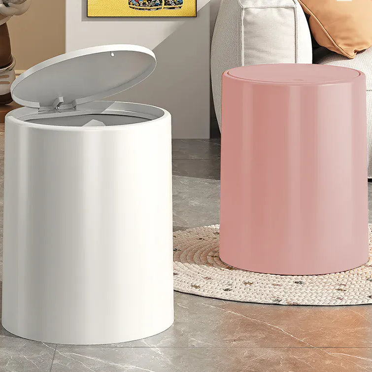France Light Luxury Bathroom Trash Can with Lid Anti Odor Press Type Elastic Cover Bedroom Living Room Paper Basket Storage Bin