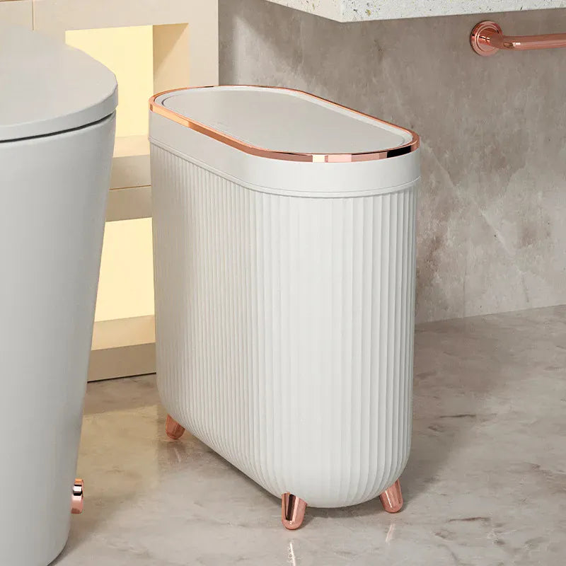 Luxury Large Capacity Trash Can Gold Luxury Trash Can High push Plastic Kitchen Trash Can with Lid Bathroom Trash Can With lid 2 / China Mainland