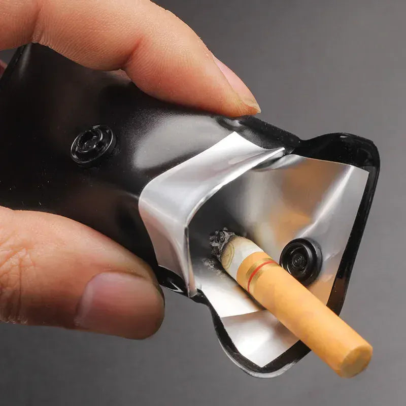 Mini Pocket Ashtray Potable Storage Bag Tied with Cigarette Case Outdoor Smoking Cigarette Cigar Travel Fireproof with Elastic black