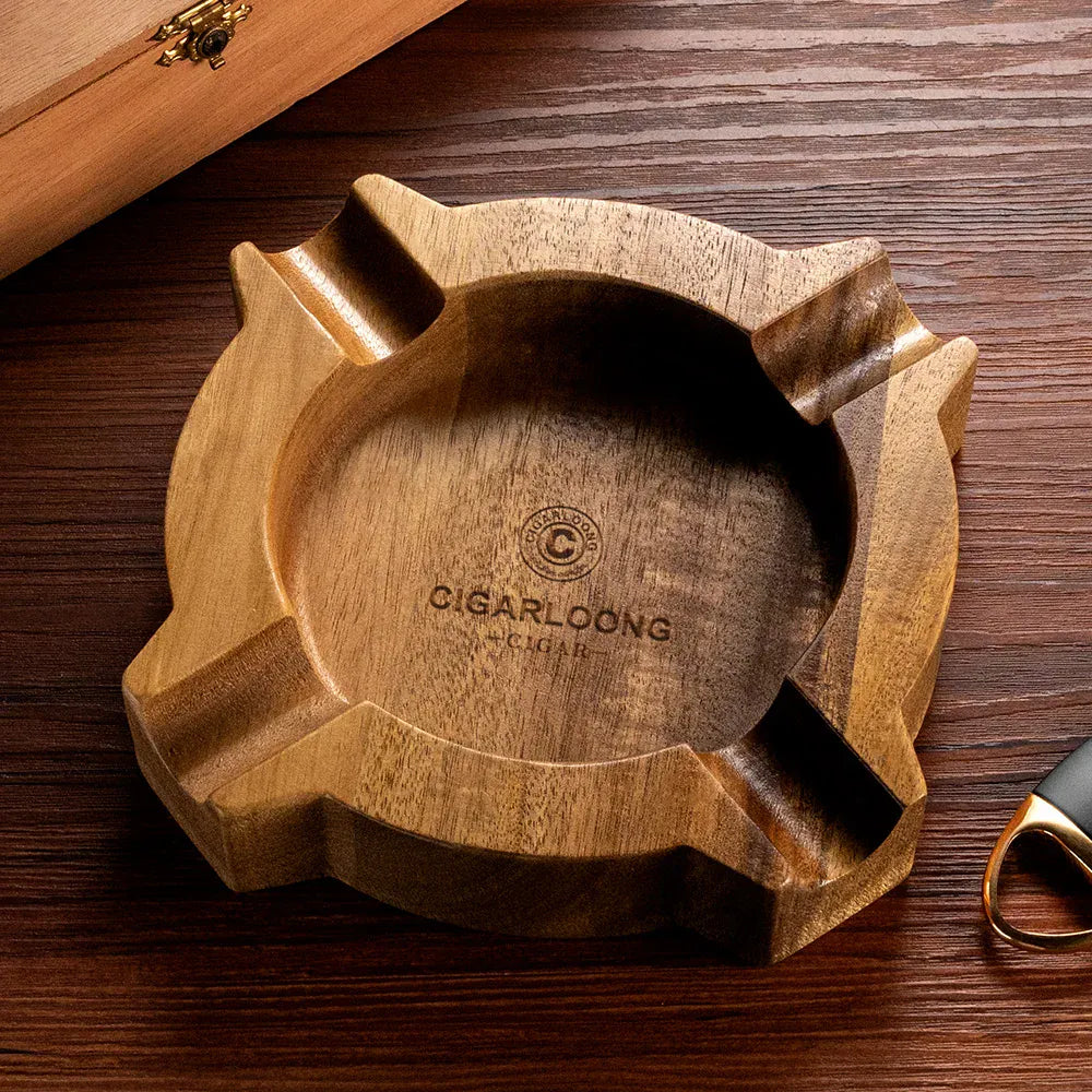 New Solid Wood Cigar Ashtray Multiple Grooves Home Portable Cigarette Extinguisher Cigar Holder Decorations CLG-23HX1