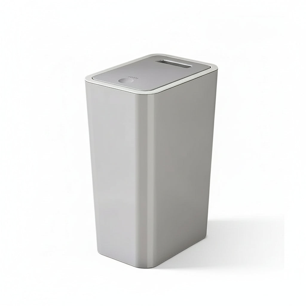 Odor Proof Trash Can with One-Touch Modern Design Durable Plastic Bathroom Kitchen Bin Space Saving Leakproof Gris / 10L