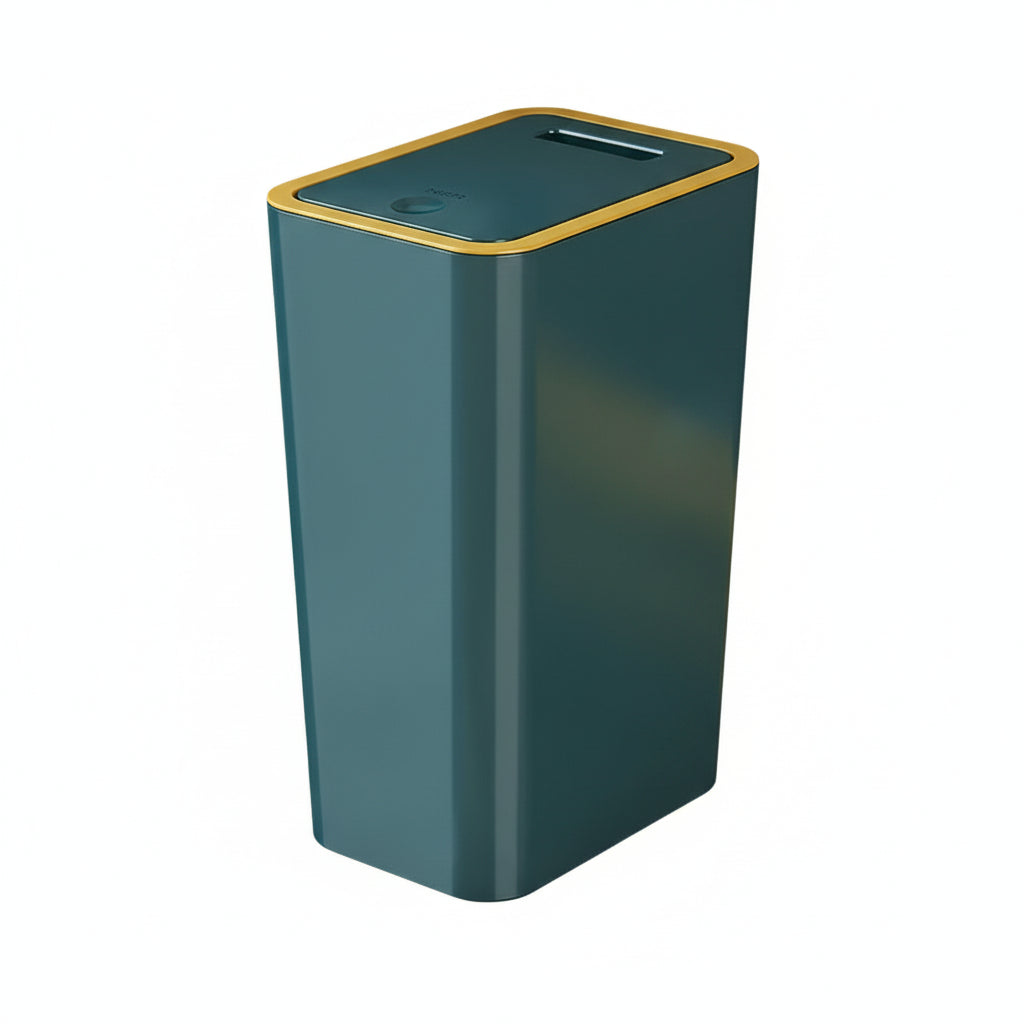 Odor Proof Trash Can with One-Touch Modern Design Durable Plastic Bathroom Kitchen Bin Space Saving Leakproof Vert / 10L