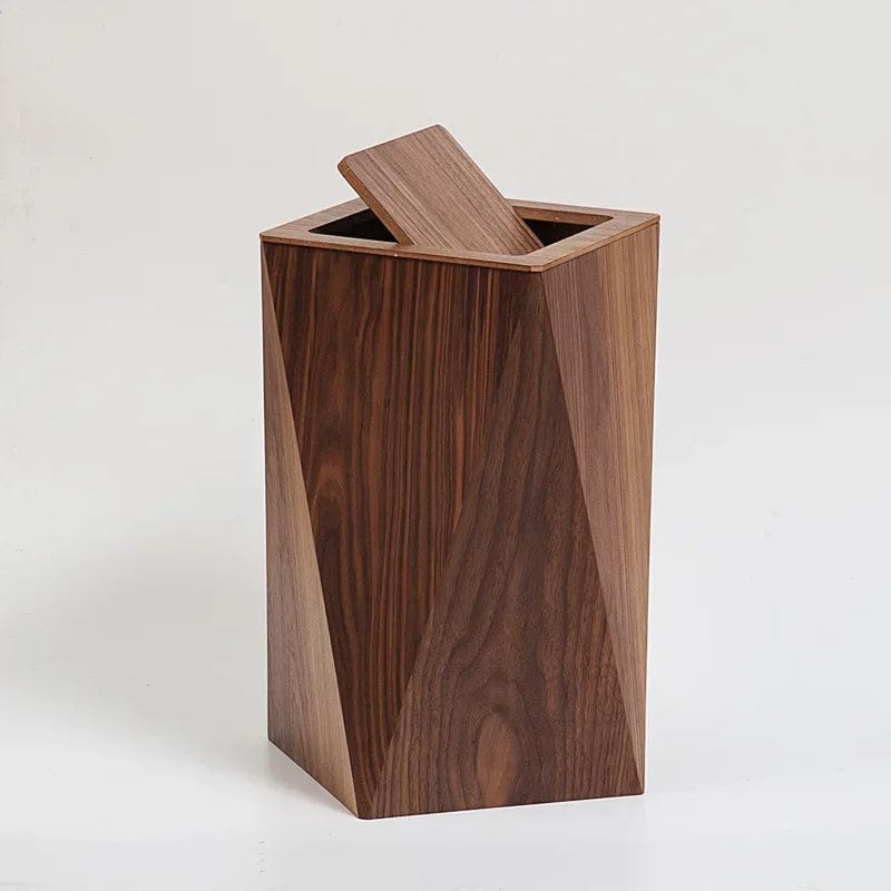 Poubelle bois créative <br> Dina Bois Foncé - 21.5x21.5x40