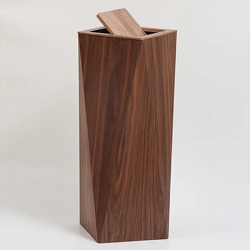 Poubelle bois créative <br> Dina Bois Foncé - 21.5x21.5x60