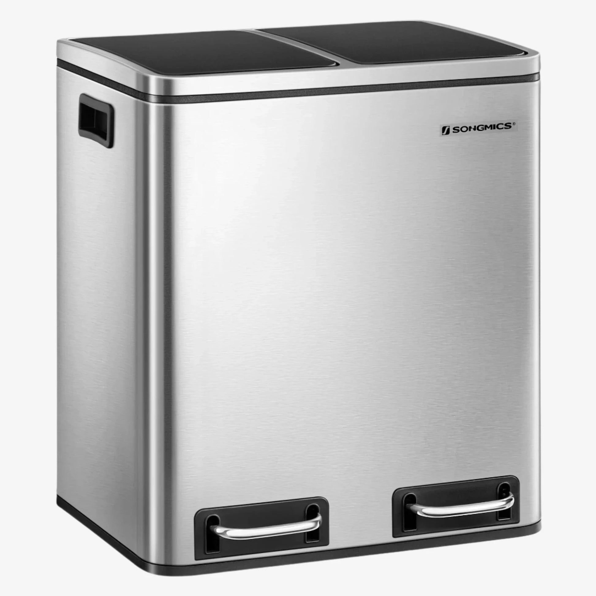 Poubelle de cuisine à pédale 30L Agata | Poubellisima Argent/Noir / 2x15L