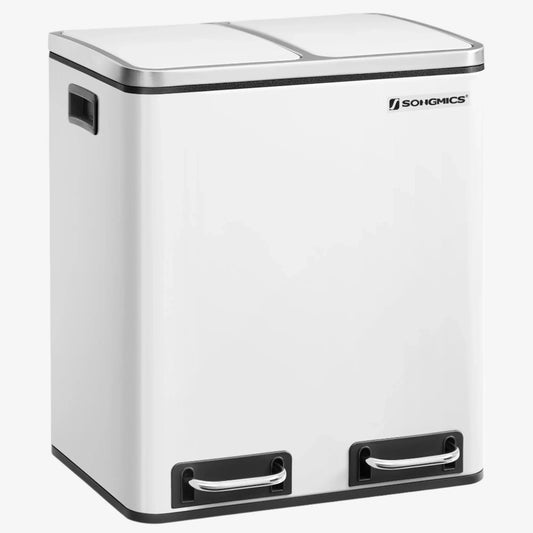 Poubelle de cuisine à pédale 30L Agata | Poubellisima Blanc / 2x15L