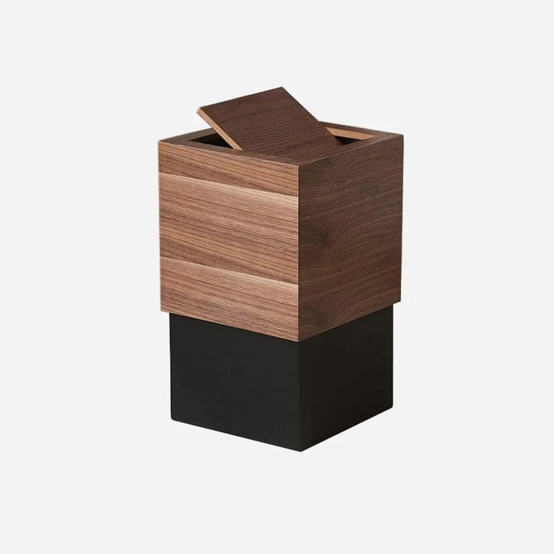Poubelle de luxe en bois <br> Lara Bois Foncé / 21x21x33cm