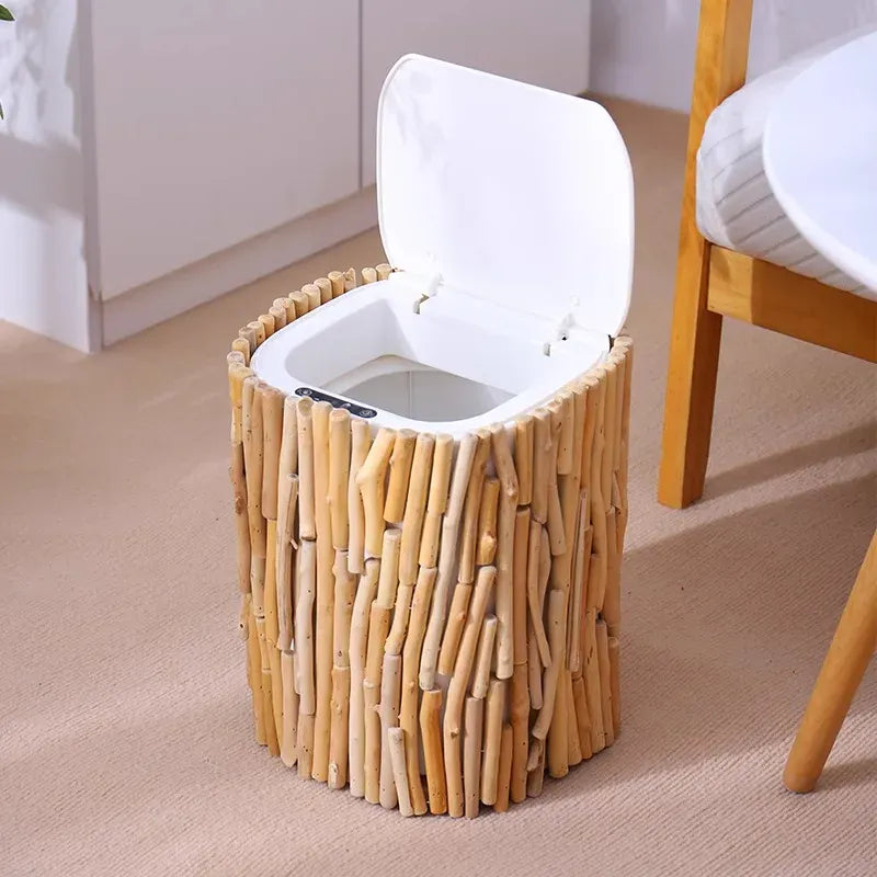 Poubelle décor bois Bali | Poubellissima