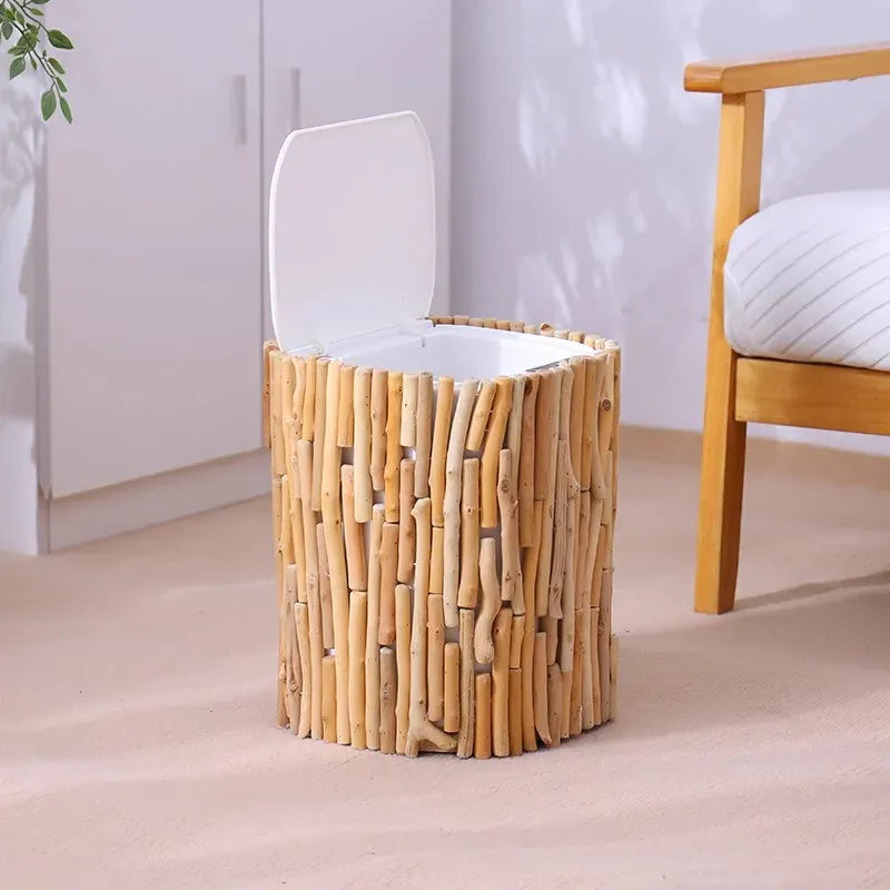 Poubelle décor bois Bali | Poubellissima