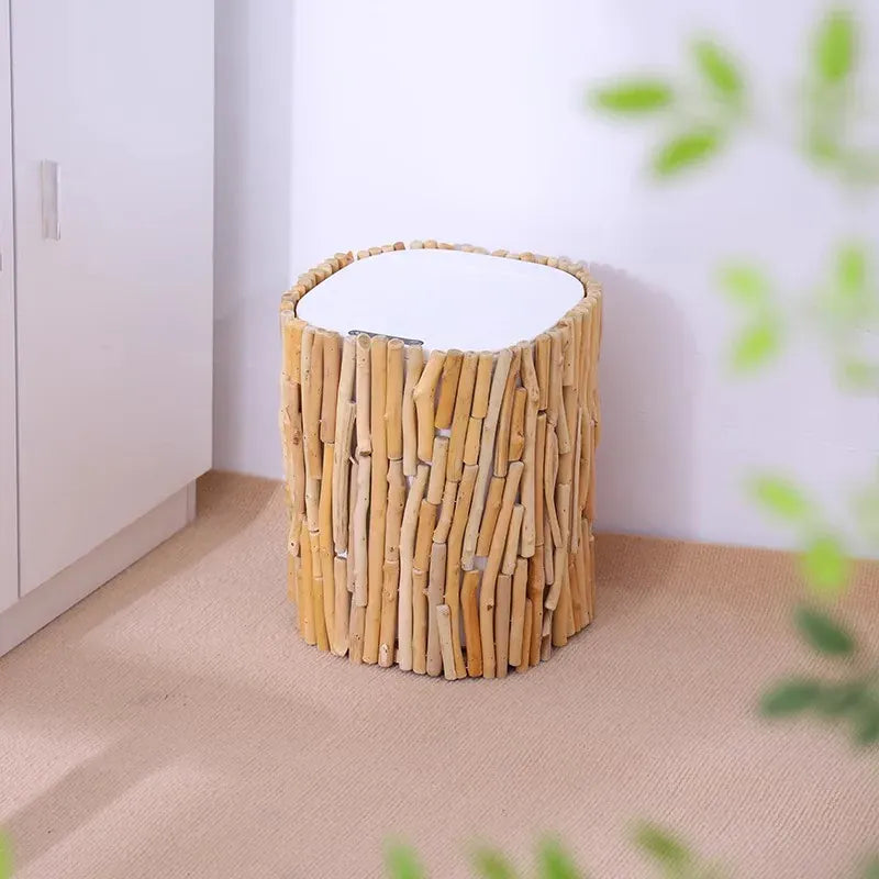 Poubelle décor bois Bali | Poubellissima