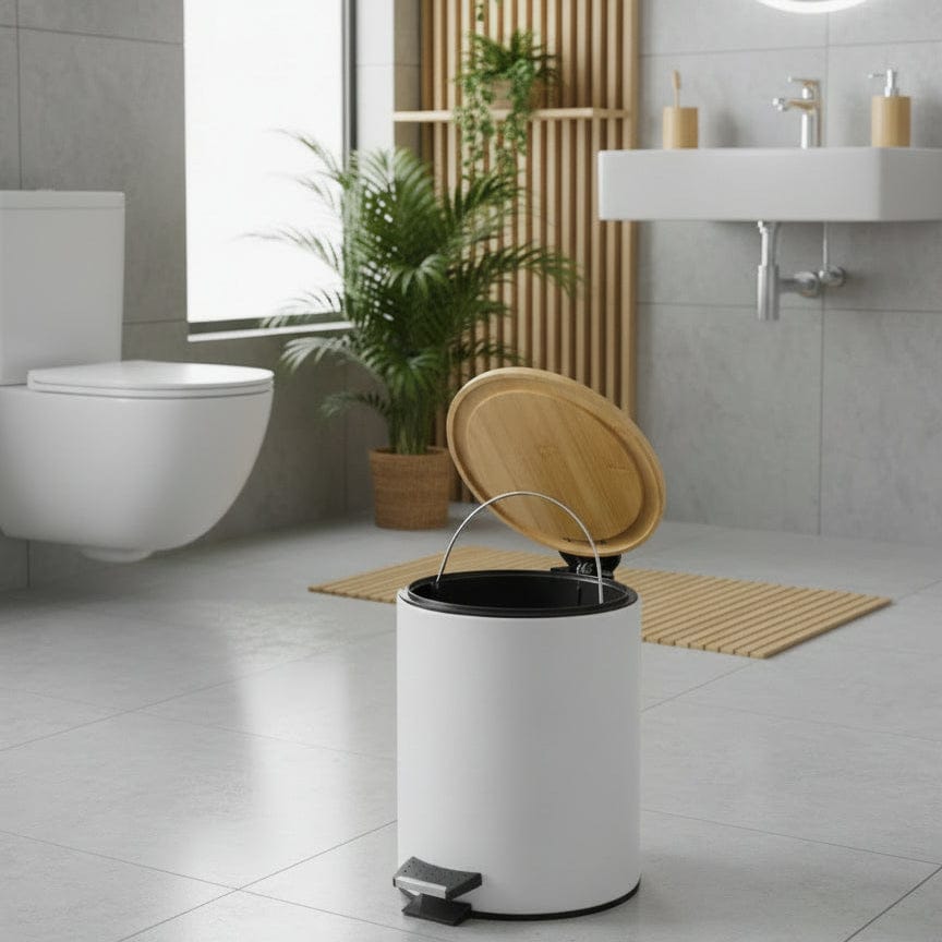 Poubelle en bambou Palmiro | Poubellissima Blanc / 5L