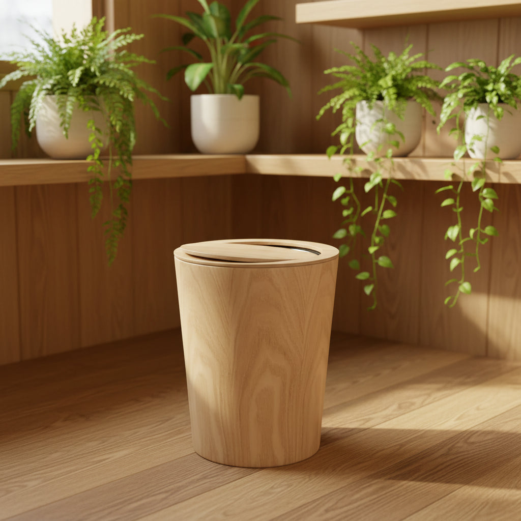 Poubelle en bois avec couvercle Decio | Poubellissima Bois clair / 9L