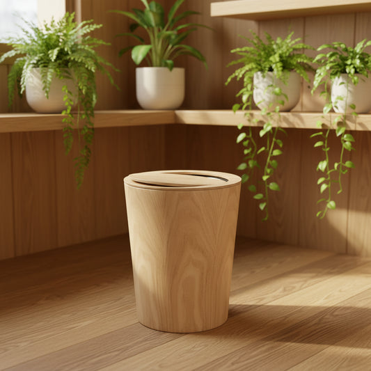 Poubelle en bois avec couvercle Decio | Poubellissima Bois clair / 9L