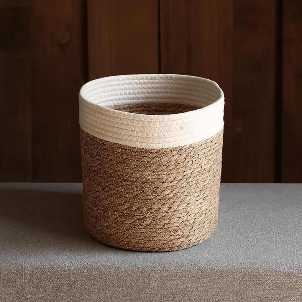 Poubelle panier tressé Paglia Grande | Poubellissima Blanc