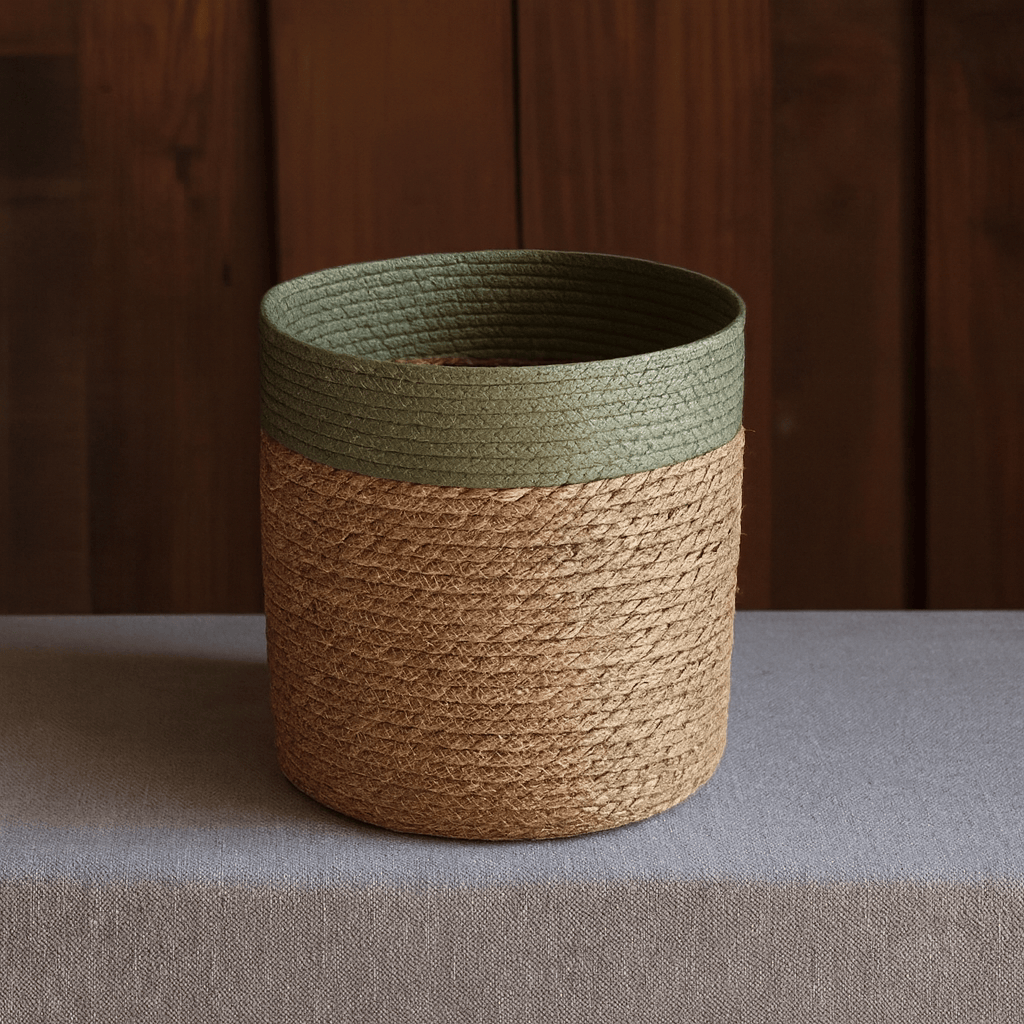 Poubelle panier tressé Paglia Grande | Poubellissima Vert