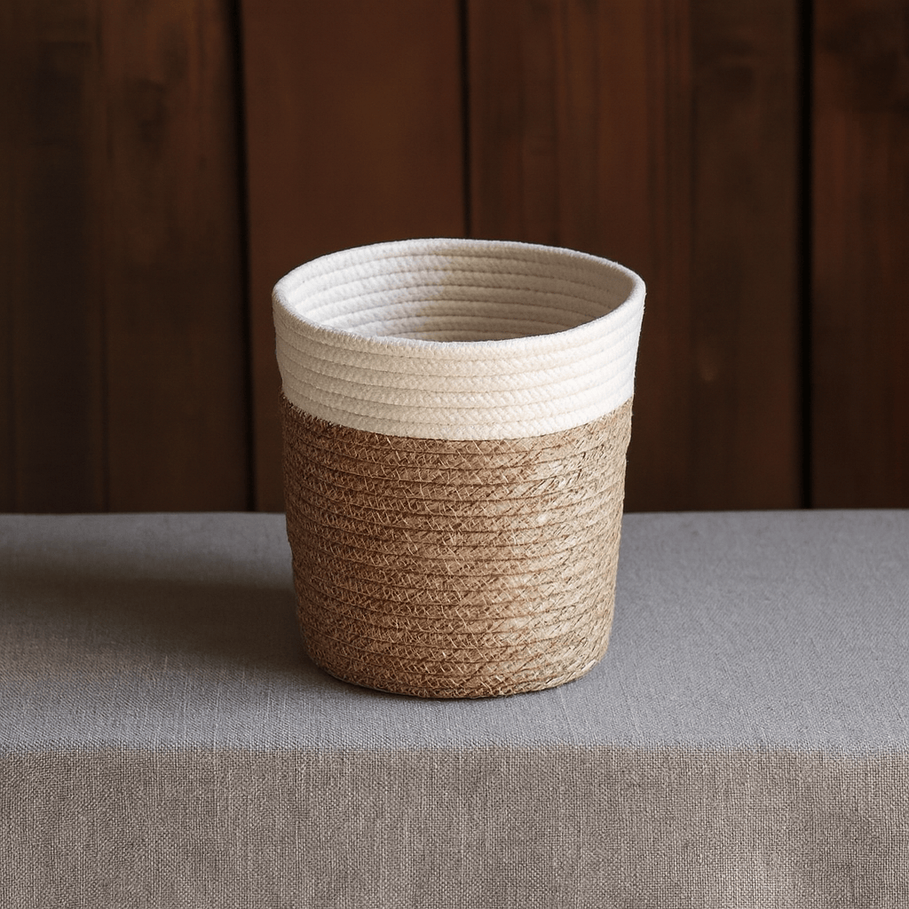 Poubelle panier tressé Paglia | Poubellissima Blanc