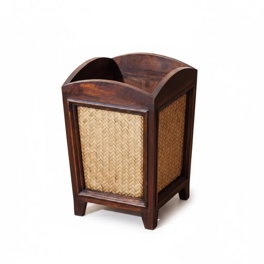 Poubelle rétro en bois Thaini 12L