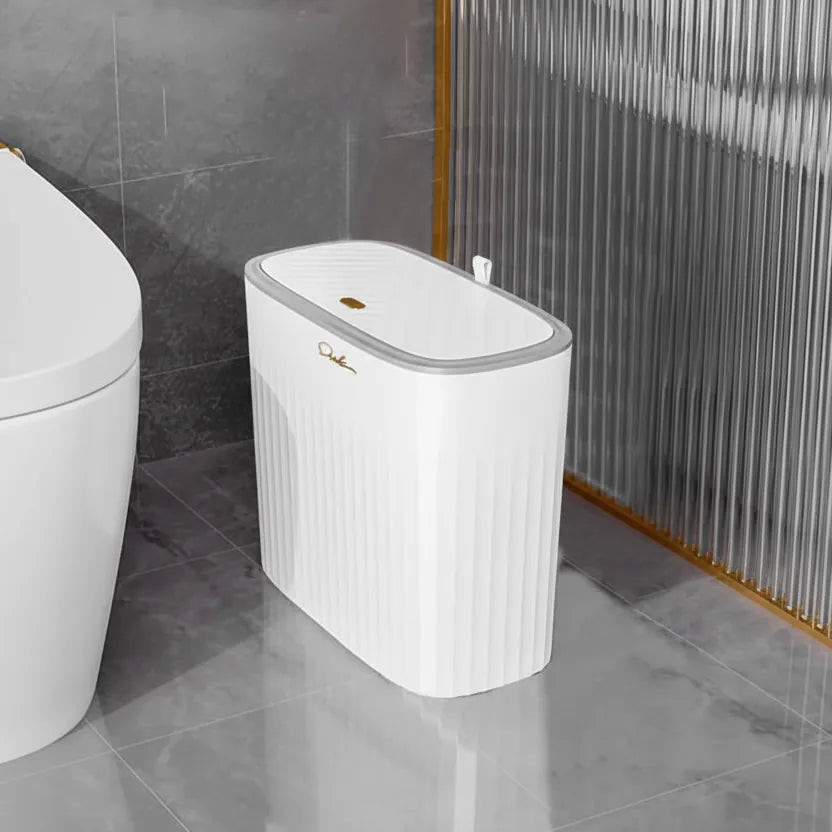 Poubelle salle de bain avec couvercle <br> Selin Blanc