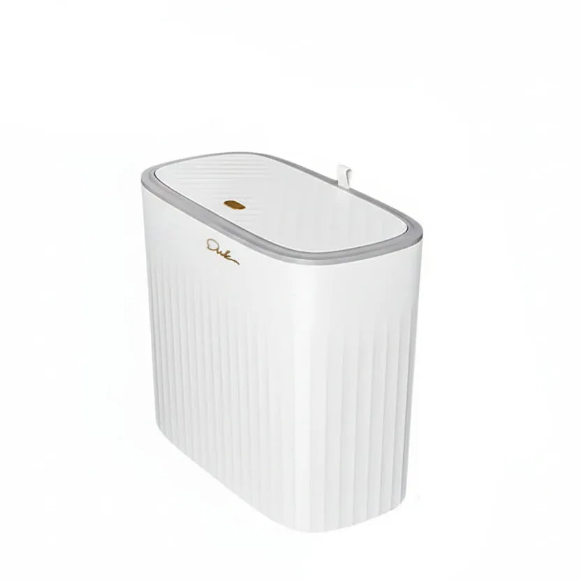 Poubelle salle de bain avec couvercle <br> Selin Blanc