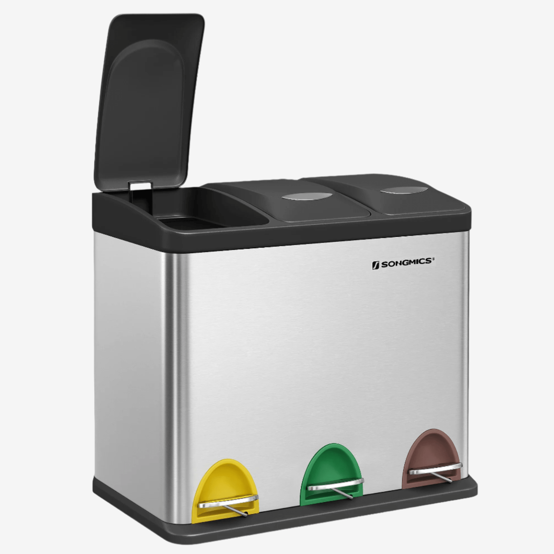 Poubelle tri selectif 3 compartiments Ordinata | Poubellisima Argent / 3x8L